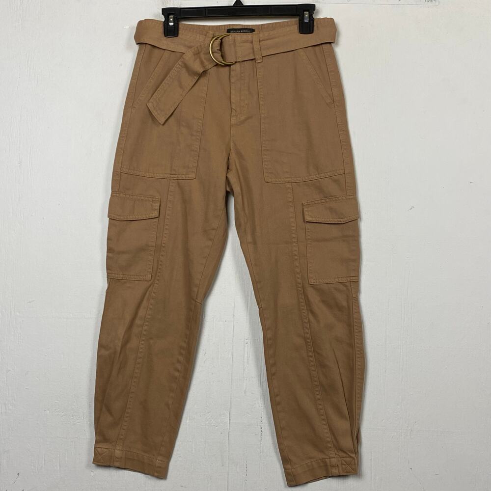 Banana Republic 100% Cotton Tapered Utility Cargo Pants Iced Latte Size 0